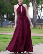 Load image into Gallery viewer, Sexy Backless Floor Length Chiffon Halter Bridesmaid Dresses
