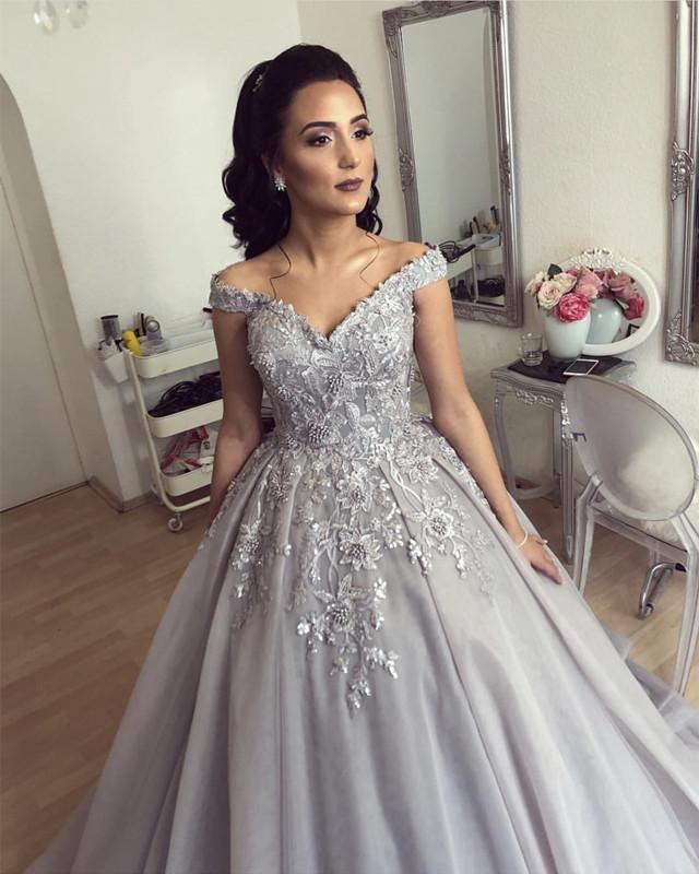 Silver-Wedding-Dresses-Ball-Gowns-For-Bridal-Party