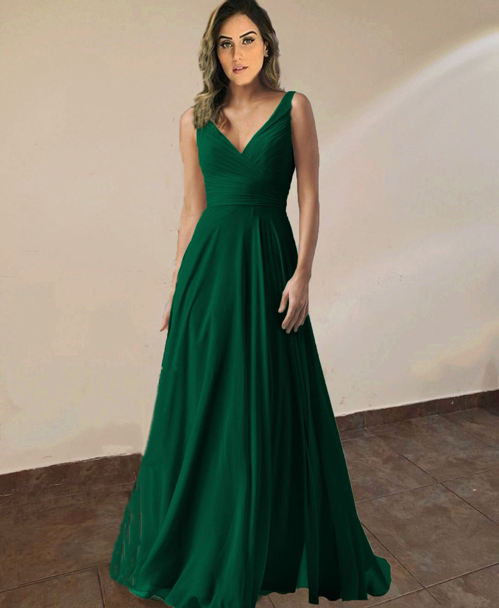 Emerald-Green-Bridesmaid-Dresses-Chiffon-Prom-Gowns