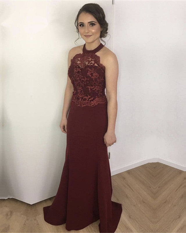 Burgundy Mermaid Prom Evening Dress 2020