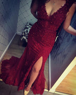 Cargar imagen en el visor de la galería, Burgundy Lace Evening Dress 2020
