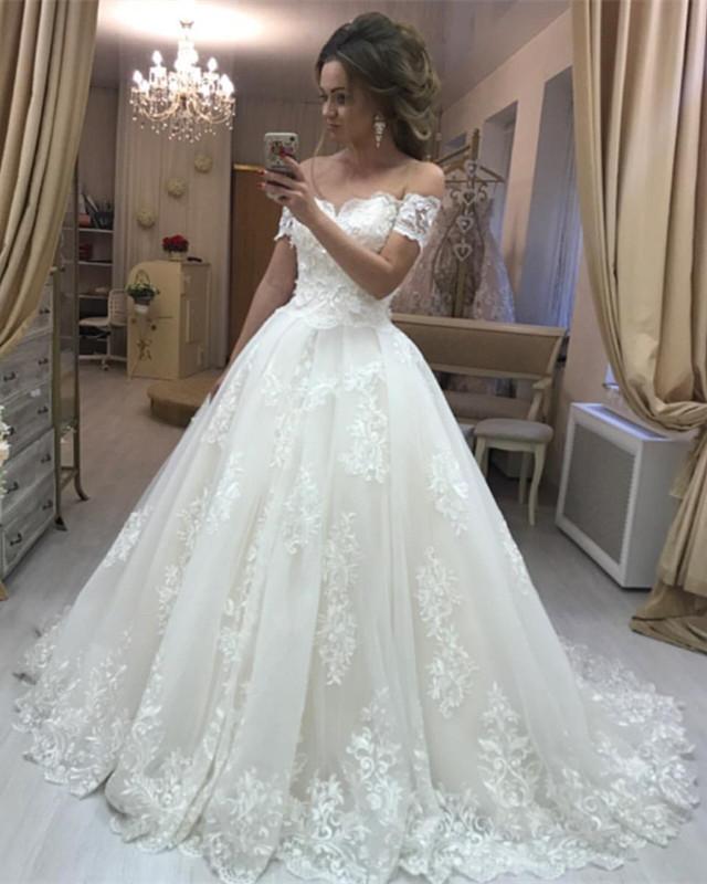 Wedding-Dresses-Lace-Off-Shoulder-Bride-Dress-Princess-Style