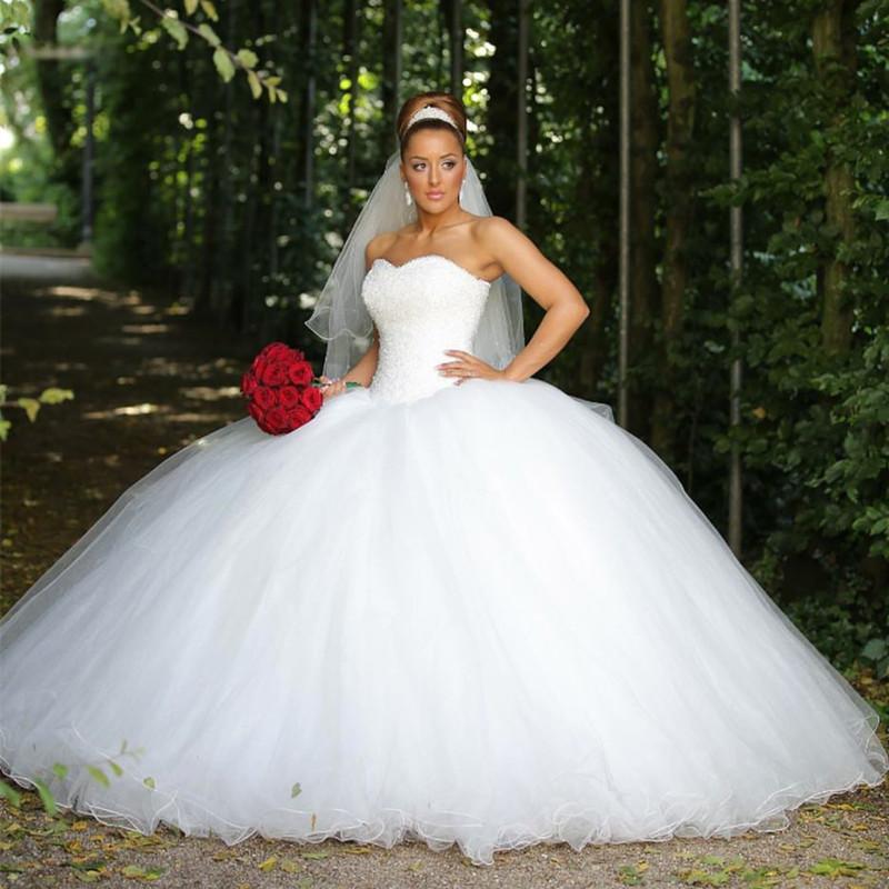 Luxurious Sequins Beaded Tulle Sweetheart Wedding Dresses Ball Gowns