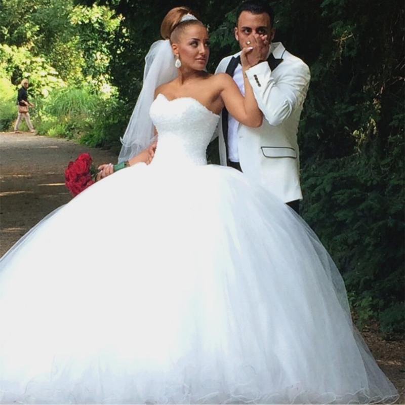 Luxurious Sequins Beaded Tulle Sweetheart Wedding Dresses Ball Gowns