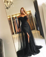 Load image into Gallery viewer, Off Shoulder Lace Mermaid Dresses With Split
