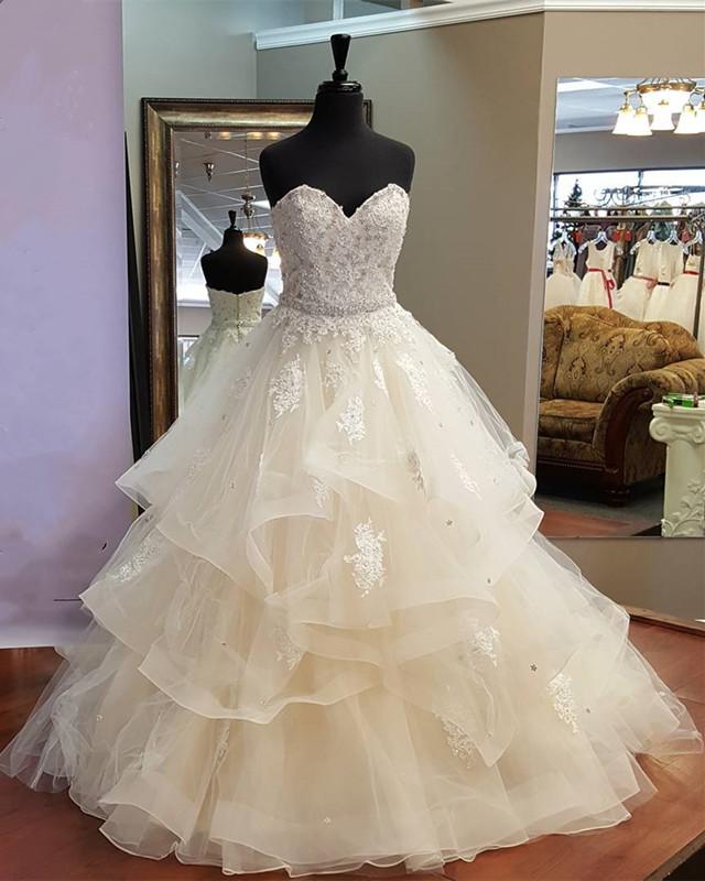 sweetheart ruffle wedding dresses