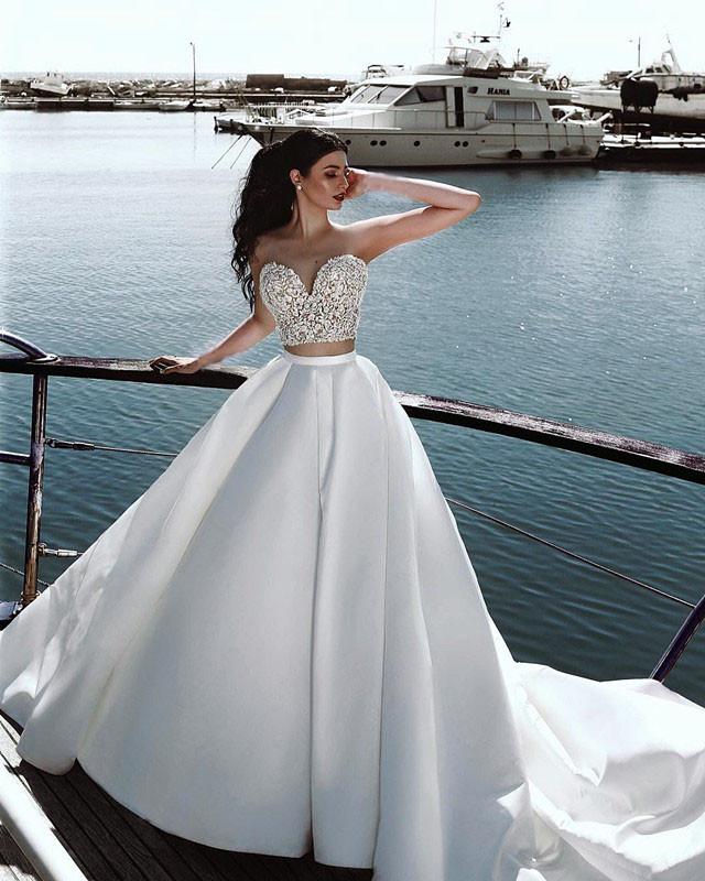 Two-Piece-Wedding-Dresses-Ball-Gowns-For-Bride