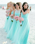 Cargar imagen en el visor de la galería, Halter Top Tulle Floor Length Bridesmaid Dresses For Weddings
