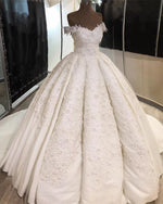 Cargar imagen en el visor de la galería, Vintage-Wedding-Dresses-Ball-Gowns-Off-The-Shoulder-Bride-Dress
