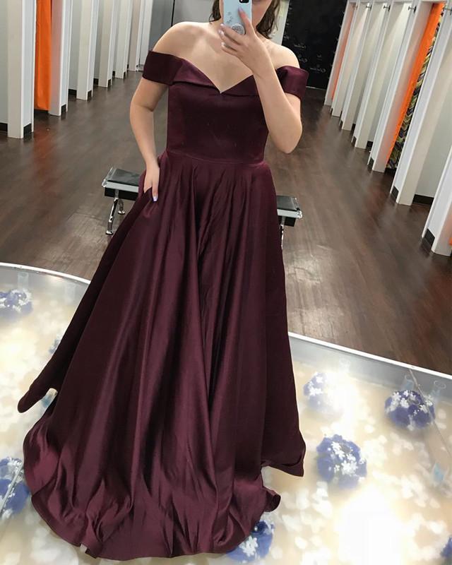 Long-Burgundy-Prom-Dresses-V-neck-Off-The-Shoulder-Formal-Gowns