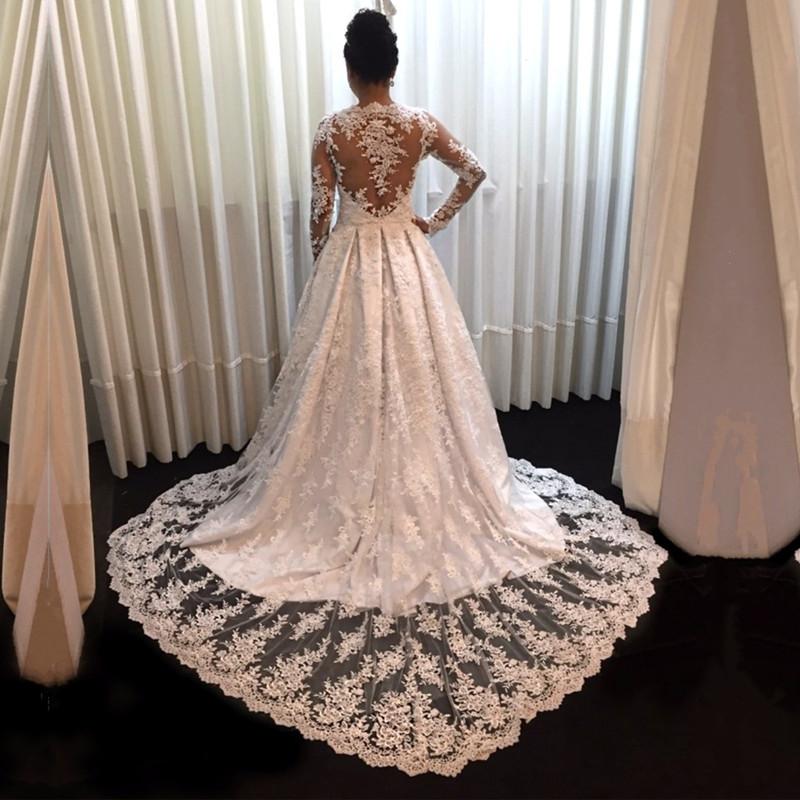 Vintage Long Sleeves Lace Wedding Dresses 2018 Princess Bridal Gowns