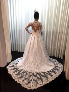 Vintage Long Sleeves Lace Wedding Dresses 2018 Princess Bridal Gowns