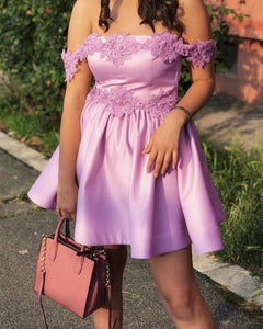 Lilac Homecoming Dresses Lace Off Shoulder