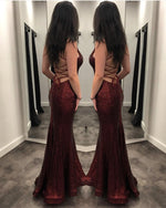 Load image into Gallery viewer, Burgundy Mermaid Prom Dresses 2020
